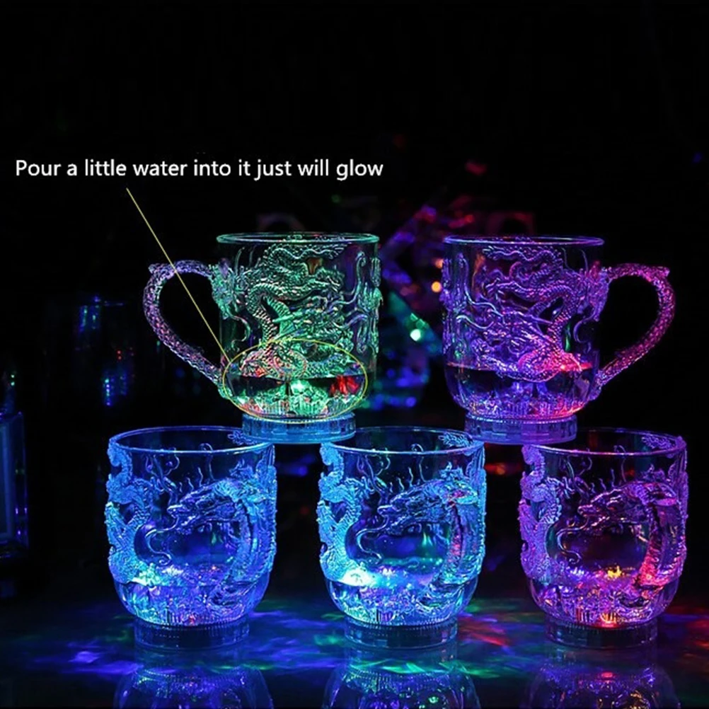 Novelty Magic LED Dragon Inductive Rainbow Color Cup Night Lights Luminous Multicolor Glow Supplies for Party Bar Decor Lamp