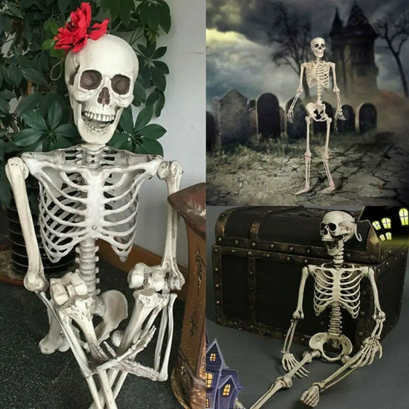 Poseable Full Life Size Human Skeleton Halloween Festive Supplies Decoration Party Prop New