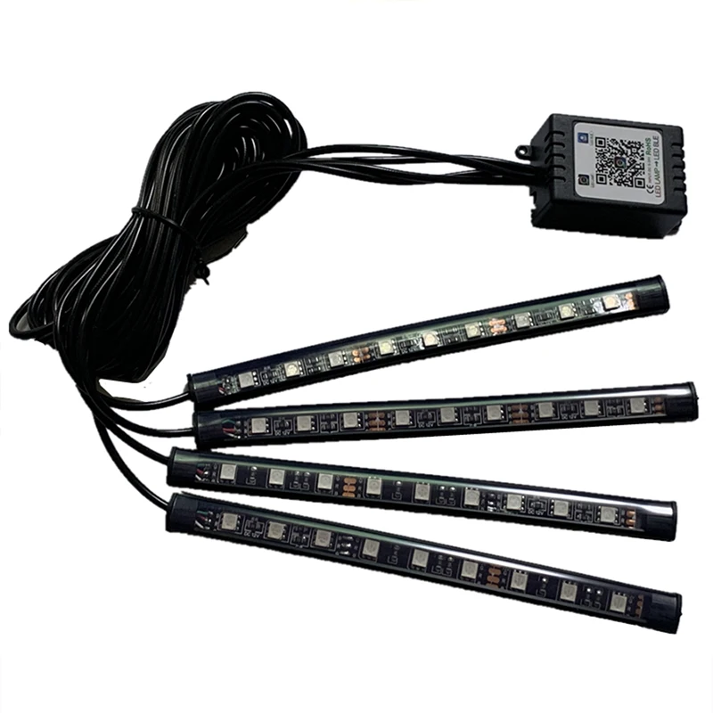 10Pcs Car Atmosphere Decorative Light Lamp center console Doors Foot lamp 64Colors Optic Fiber Band APP Control