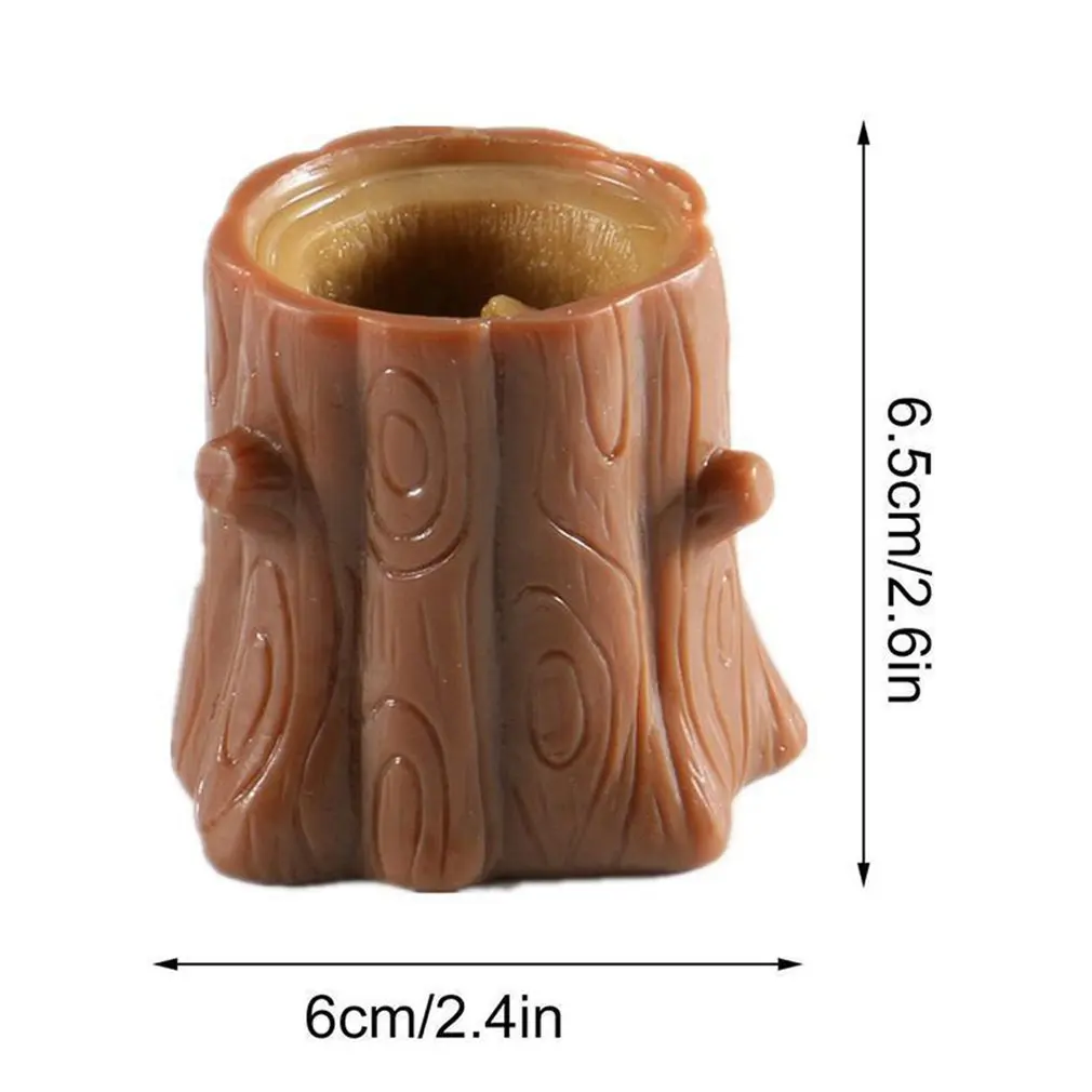 Squeeze Rubber Squirrel Cup Children\'s Toy Evil Decompression Tree Stump Oak Cute Miniature Telescopic Pen Holder Game Gift