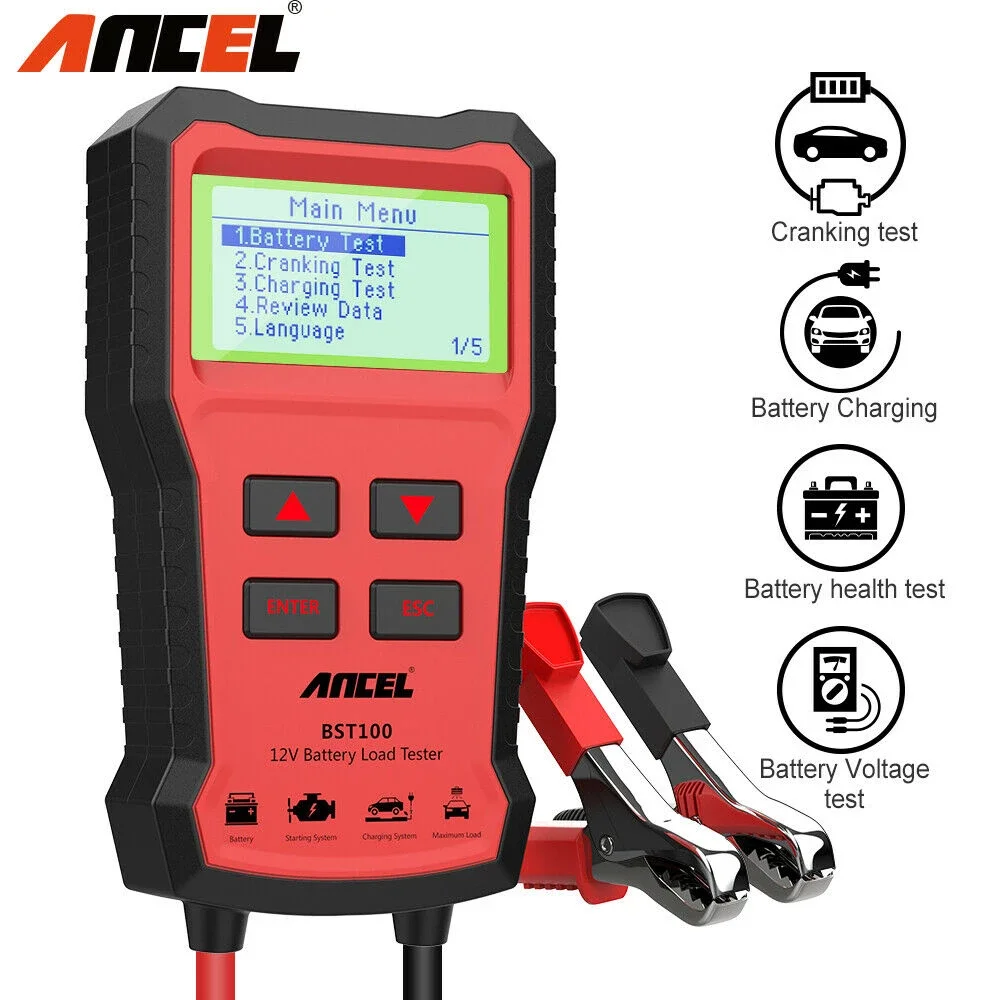 ANCEL BST100 Car Battery Tester 12V 220Ah 2000CCA Multilingual Battery Test Tool for the Car Cranking Charging Test PK BM550