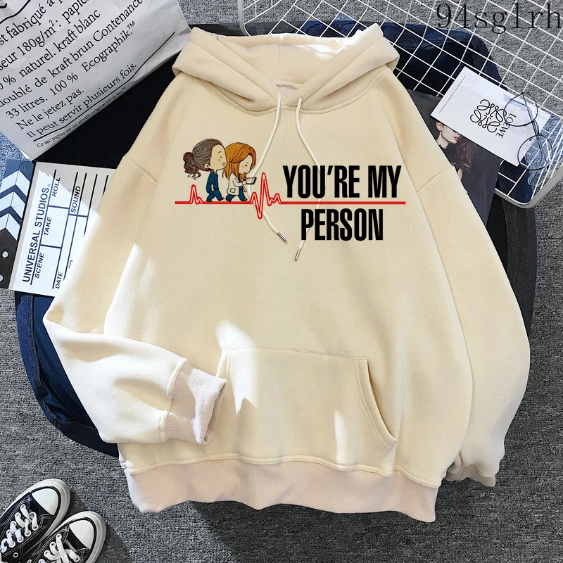 2021 Greys Anatomy Hoodies Women Harajuku Ulzzang Sweatshirts Kawaii You Are My Person Print Streetwear Pullover Y2k Tops Female