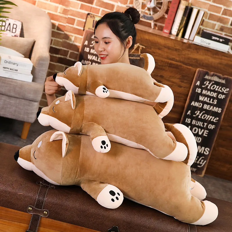 Plüsch Shiba Inu Spielzeug 60cm 80cm 100cm braun Hund Wurf kissen Kissen Stofftier weiche Puppe Geschenk