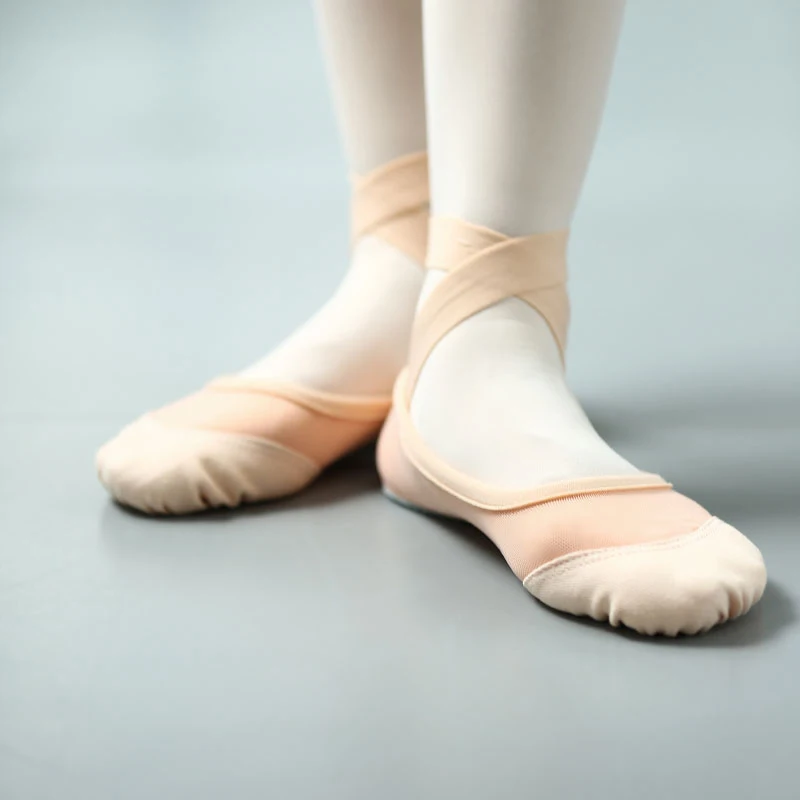 Ballet Shoes Women Pointe Shoes for Ballet Stretch Canvas Dance Shoes Power Mesh Ballet Flats Tie Up Ballet Slippers For Girls