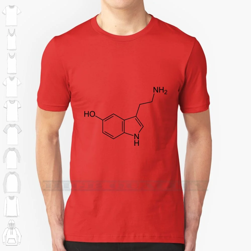 Serotonin Molecule 100% Cotton T Shirt Serotonin Molecule Chemical Chemistry Hormone Neurotransmitter Happy Tee Short Sleeve