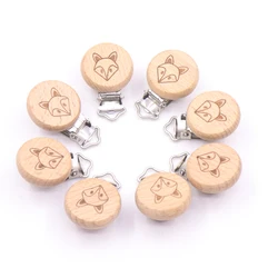 Clip per ciuccio 5 pezzi rotondo in legno inciso personalizzabile personalizza accessorio per Clip fittizia in legno massaggiagengive per bambini