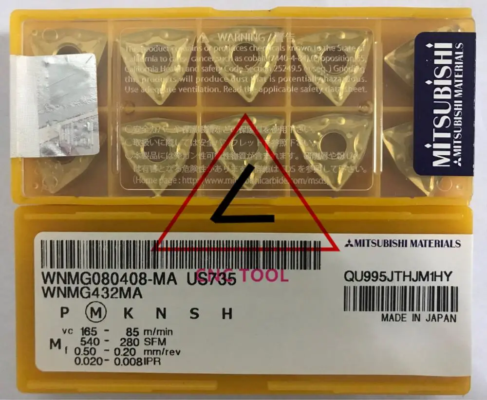 Wnmg 080408 Ma US735ไดเอดจ์แบบหมุนเดิม10ชิ้น
