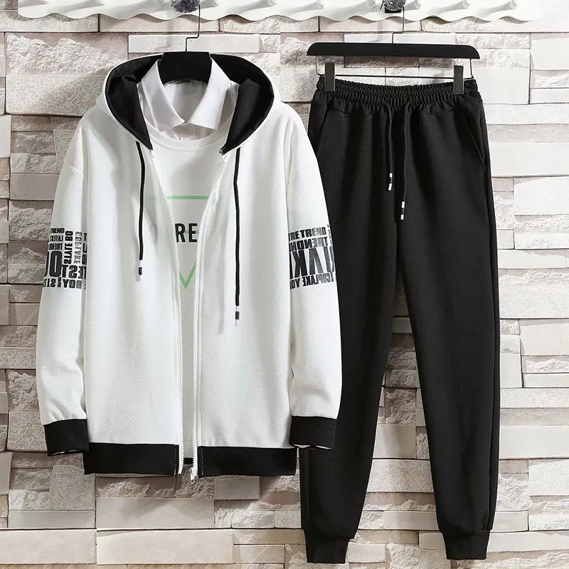 Spring Autumn Men\'s Sets Japan Style Long sleeve Hoodies Coat+ Elastic Waist jogger Casual Pants Fashion Sets Men Clothing Sets