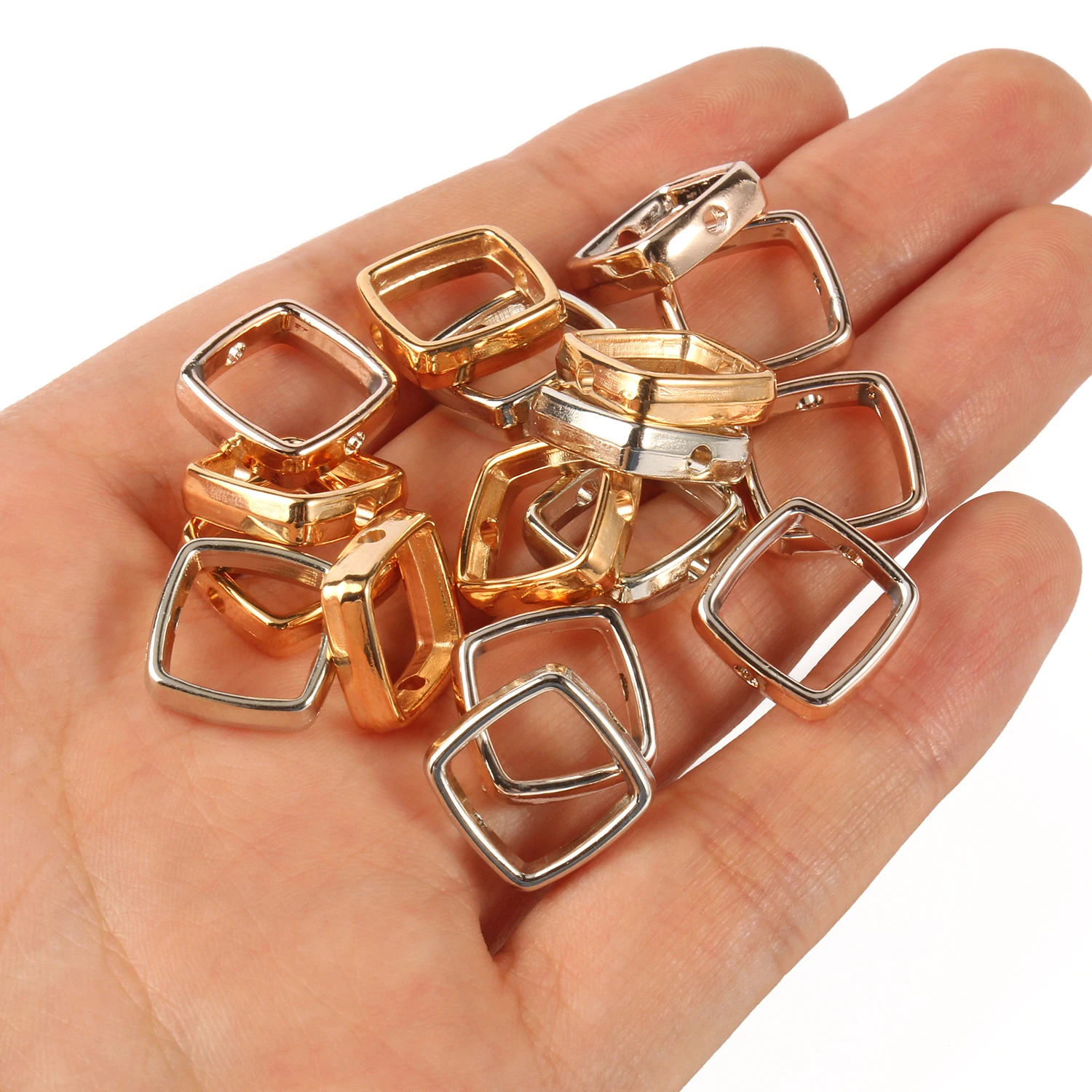 13mm Square Bead Frame CCB Circle Frame Spacer Beads Jump Ring Connector for Beading Earring Bracelet Necklace Jewelry Making
