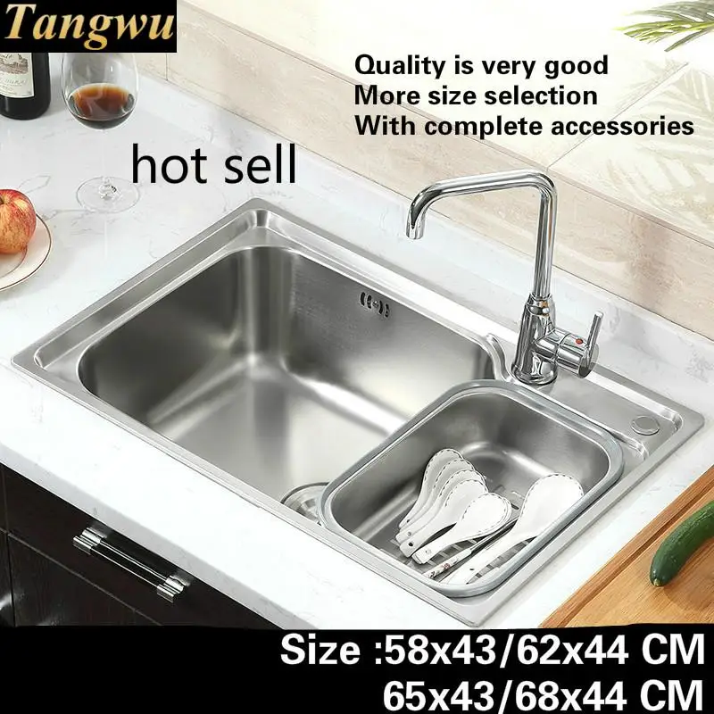 

Free shipping Fashionable standard kitchen sink food grade 304 stainless steel single slot hot sell 58x43/62x44/65x43/68x44 CM