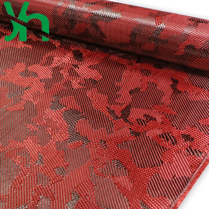 3K210g red camouflage pattern Kevlar mixed carbon fiber cloth Personalized decoration modification