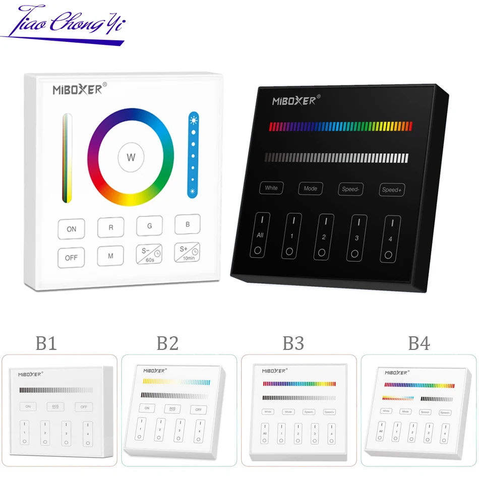 2.4GHz Wireless WIFI Touch Panel Dimmer/RGBW/RGB + CCT LED Smart Remote Controller Mi Light / MIBOXER B1 B2 B3 B4 B0 4Zone 8Zone