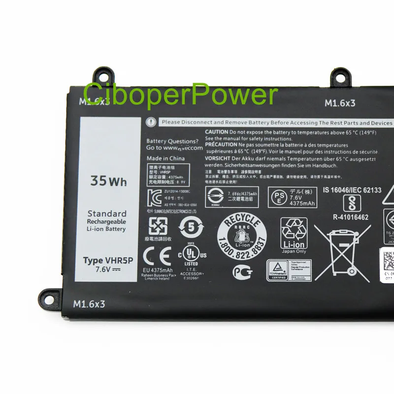 

Laptop Battery for 7.6V 35WH VHR5P Battery For 11 5175 Tablet XRHWG 0XRHWG RHF3V