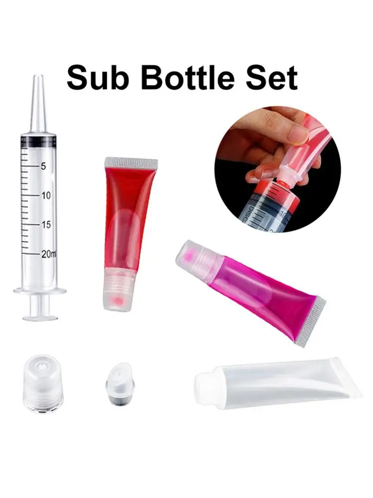 50PCS 10ML Empty Lip Gloss Tubes With 4 Hopper 4 Needle Tubing Transparent Lip Gloss Balm Cosmetic Containers DIY Lip Gloss