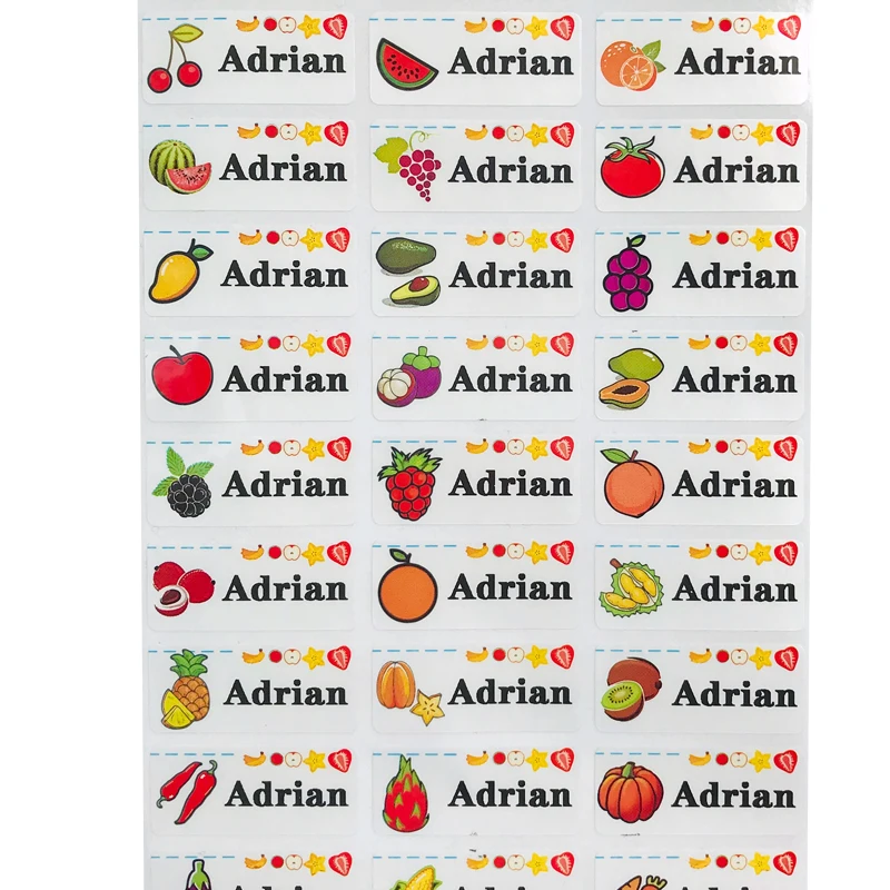 69pcs Fruit Pattern Custom Name Sticker Multicolor Waterproof Personal Label Children Scrapbook School Stationery Set Stick