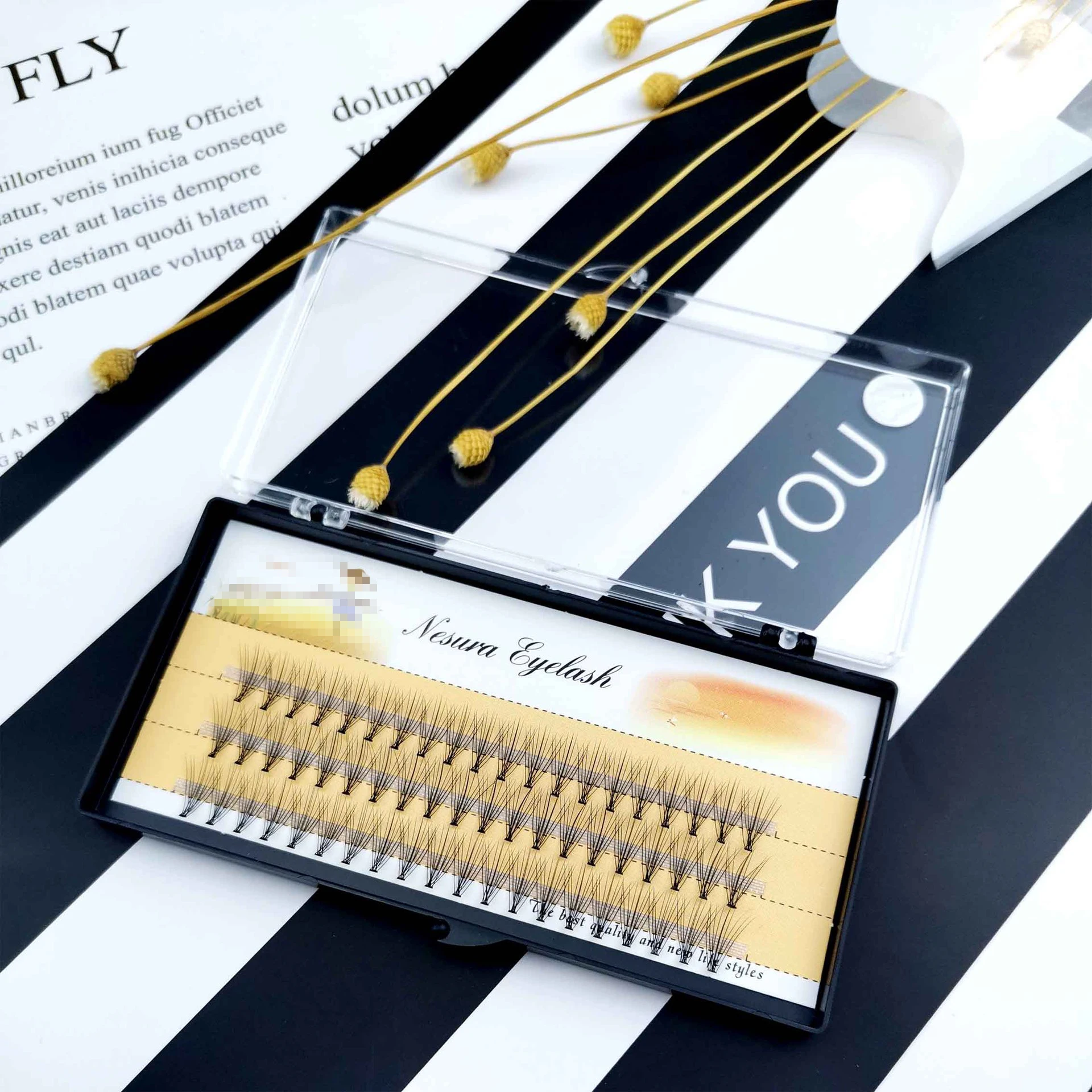 QSTY 10D Faux Mink Black Soft Natural Grafting Eyelash 60 Bundes Eyelashes Extension Fake lashes For individual Make up Cilia