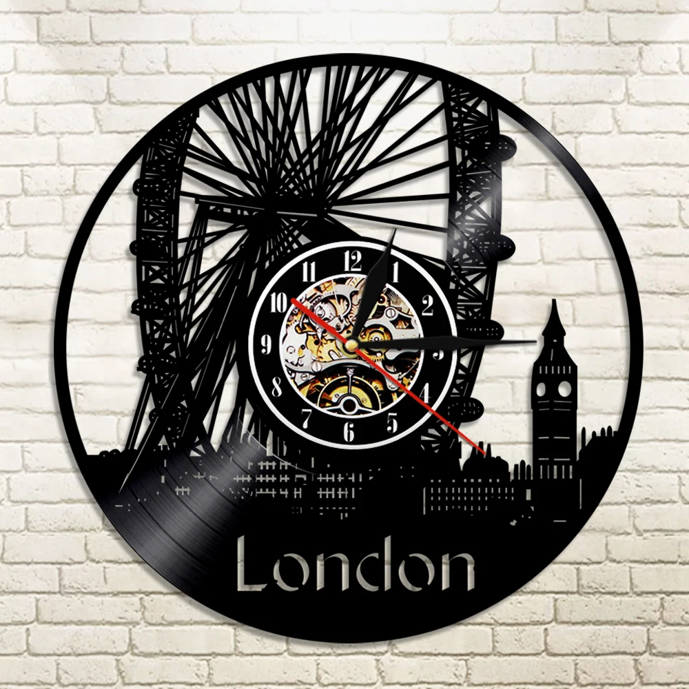 England London Cityscape Wall Clock London Skyline Vinyl Record Wall Clock Big Ben Design Hanging Watch Scenery Traveler Gift view 4