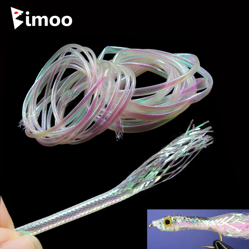 Bimoo 2M Pearl White Fish Scale Body Tube Minnow Fly Rib Body Maylar Tube Flash Braided Tubes Bait Fish Fly Tying Materials