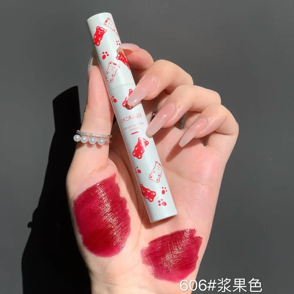 HERORANGE silky smooth lip gloss cute white red appearance 6 colors cherry pumpkin rose red waterproof matte lipstisck AC254