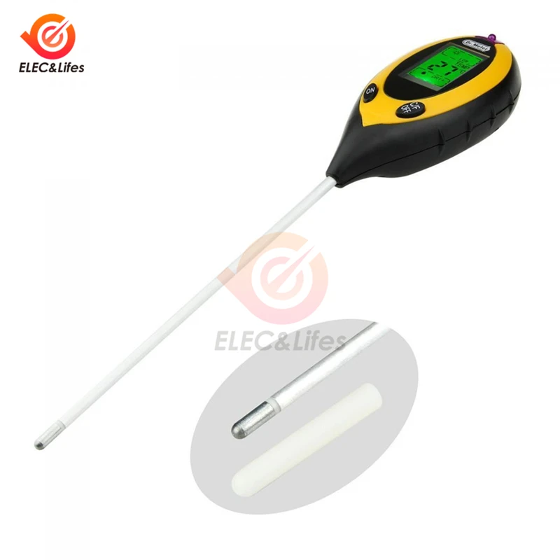 4 in 1 Soil Water Moisture PH Meter Temperature Humidity Sunlight Light PH Test Garden Plants Flowers Moist Tester Thermometer