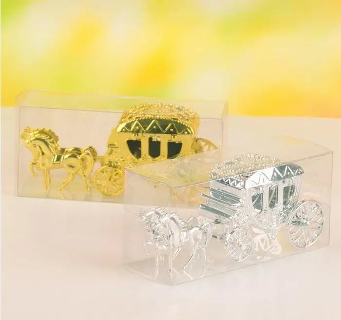 Free Shipping New Arrive Silver Plastic Carriage Box Wedding Candy Box Chocolate Box Wholesale