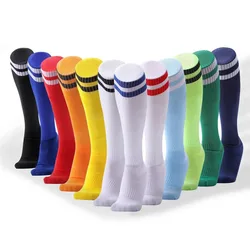 Chaussettes de football à tube long non ald, chaussettes au-dessus du genou, chaussettes de football rayées, bas de compression, sports de plein air, salle de sport, nouveau