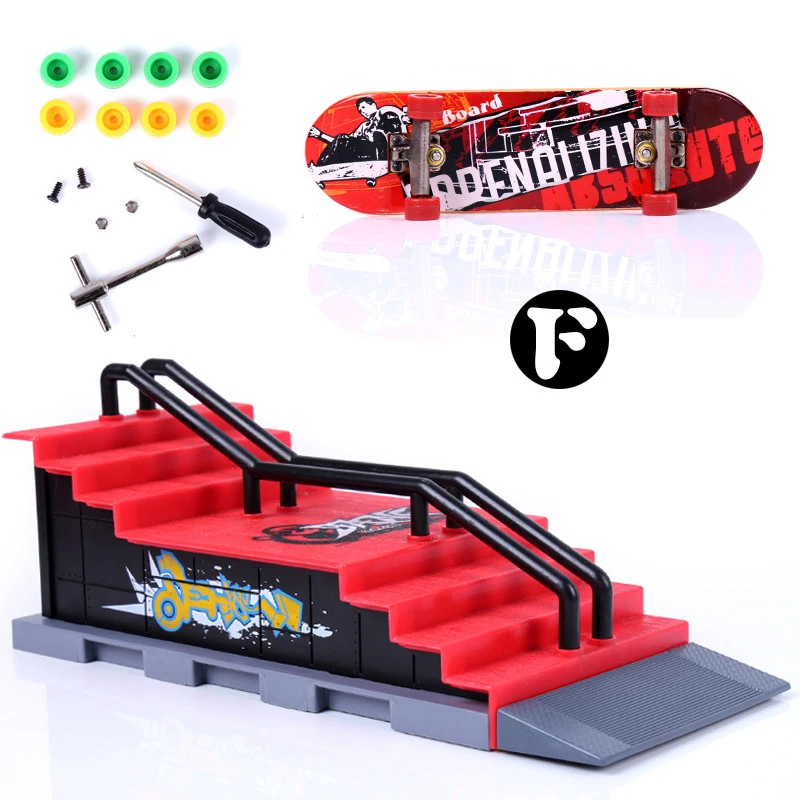 Finger Skateboard Kit Tech Deck Bigger Fingerboard Ramps Skate Park Set Fingers Sport Training Props Skateboard Ramp Toy For Kid