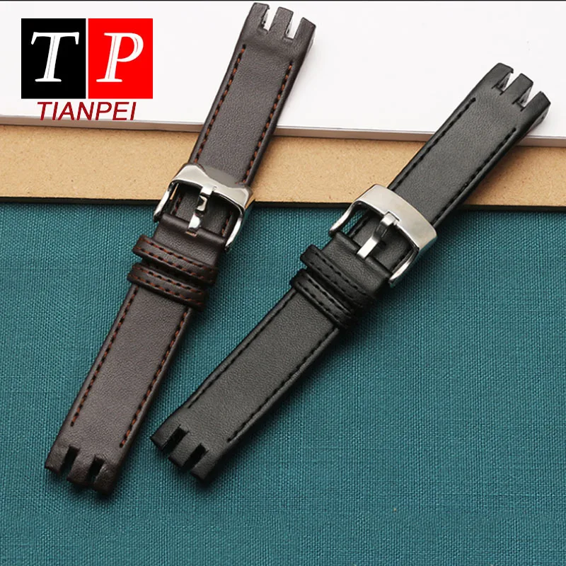 Replacement watchstrap for Swatch YTS401/402/409/713 YTB400 YTG400 Genuine Leather bracelet Frosted watchbands 20mm