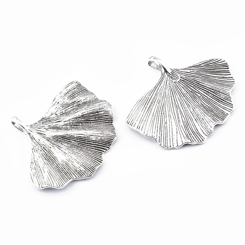 5Pcs Fashion Large Ginkgo biloba Leaf Pendant For Necklace Jewelry Findings Making 53*46mm