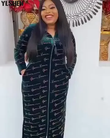 Vestido Maxi de terciopelo elástico para mujer, ropa de diseño africano, vestidos de talla grande, Dashiki, diamantes, Abaya, bata musulmana,