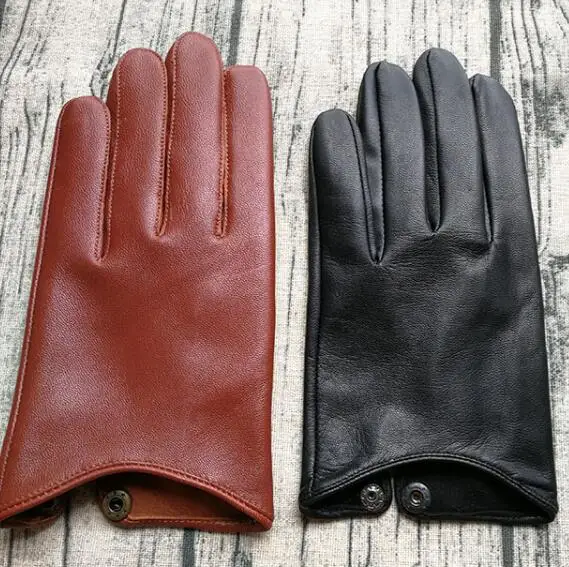 Men\'s autumn winter genuine leather glove male natural sheepskin leather driving riding glove R3236