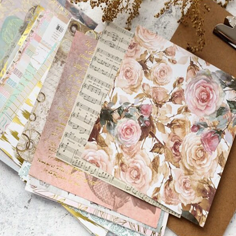 ENO 10 inch rose garden scrapbook paper greeting scrapbook paper pad set DIY paper-cutting kit hand ledger decorative paper