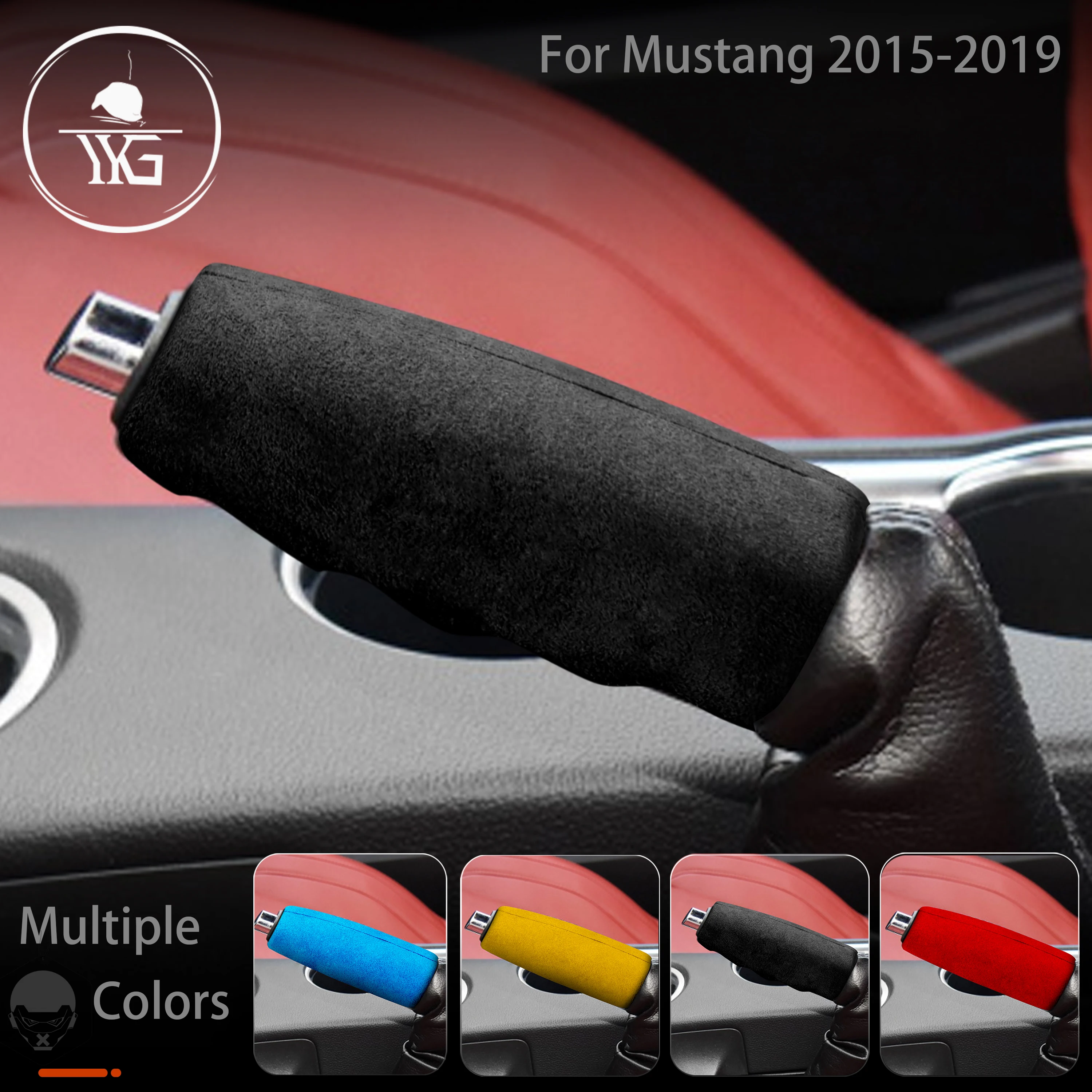 

Turn Fur Suede Wrap Cover For Ford Mustang 2015-2020 Handbrake Cover Protective Sleeve ABS Trim Hand Break Car Accessories