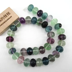 APDGG Natural 10x14mm faceted Rondelle Purple Fluorite bead strand Loose Beads 15.5'' Strands Jewelry Making DIY