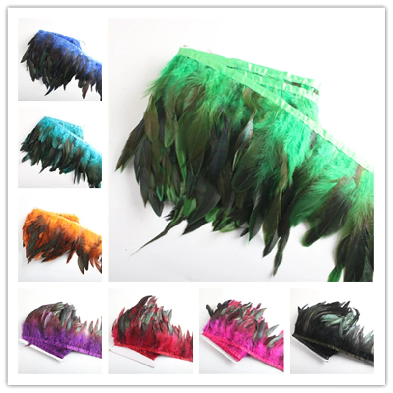 Wholesale 13-18CM Natural Chicken Rooster Tail Feather Trims Wedding Dress Skirt Party Clothing Decoration DIY Craft Feathers