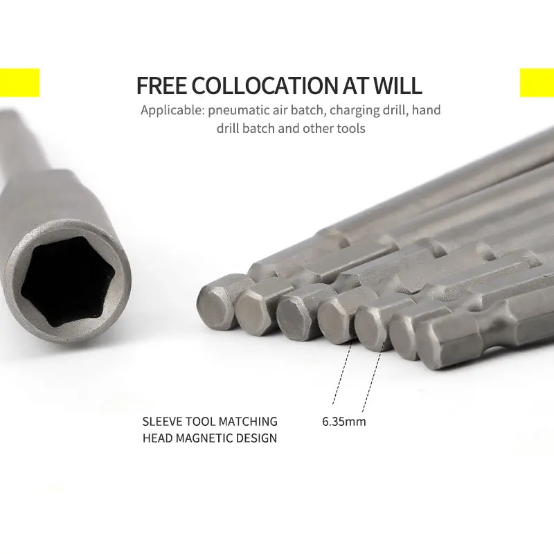 1 adet 150mm Uzunluk Ekstra Derin Cıvata Somun Sürücü Bit 1/4 inç 6.35mm Hex Shank Anahtarı Soket Tornavida Güç Aracı için 6-19mm