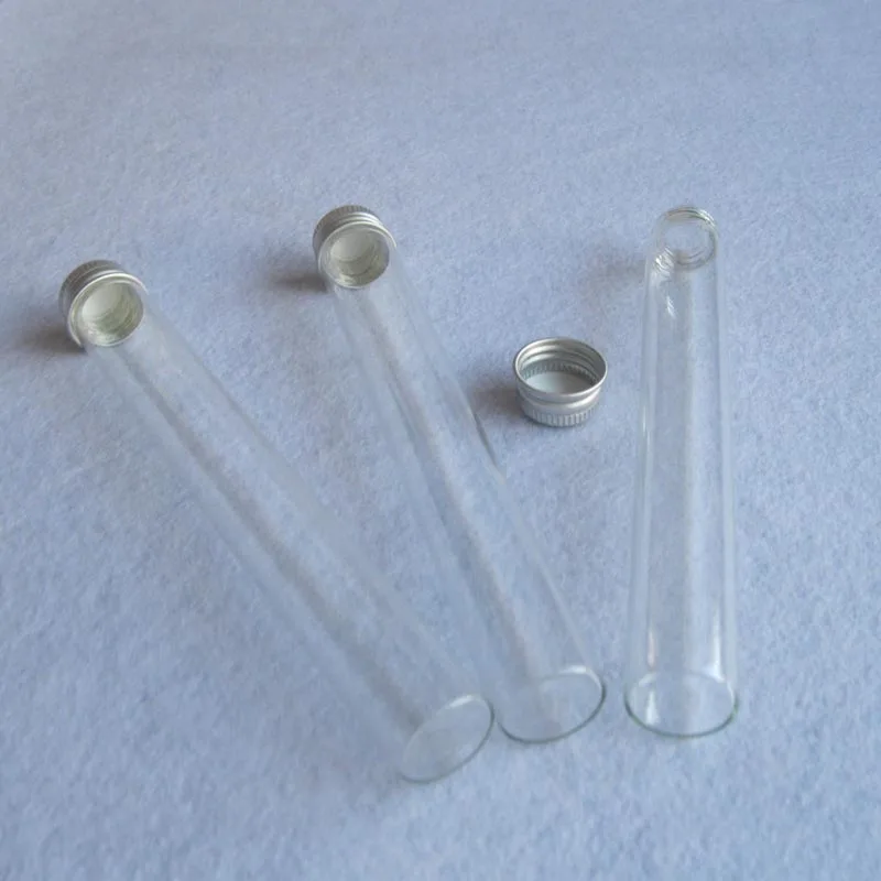 20 x 45ml Empty Clear Screw Neck Glass Bottle with Aluminum Lids 45 cc  Glass Tube Container with Aluminum  Cap glass vial