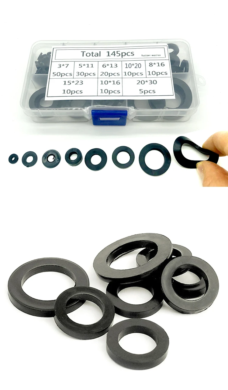 8 Größen, schwarzer Isolierungs-Dichtungsring, Gummi-Unterlegscheibe, Dichtungssortiment, M3, M4, M5, M6, M8, M10, M15, M20, Heimwerker – Detail 21