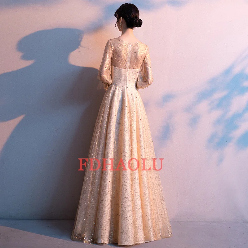 Robe de soiree personalizzato Elegante CRISTALLO Abiti da sera personalizzati Manica lunga Vestido de festa Abito da ballo per feste Abito formale