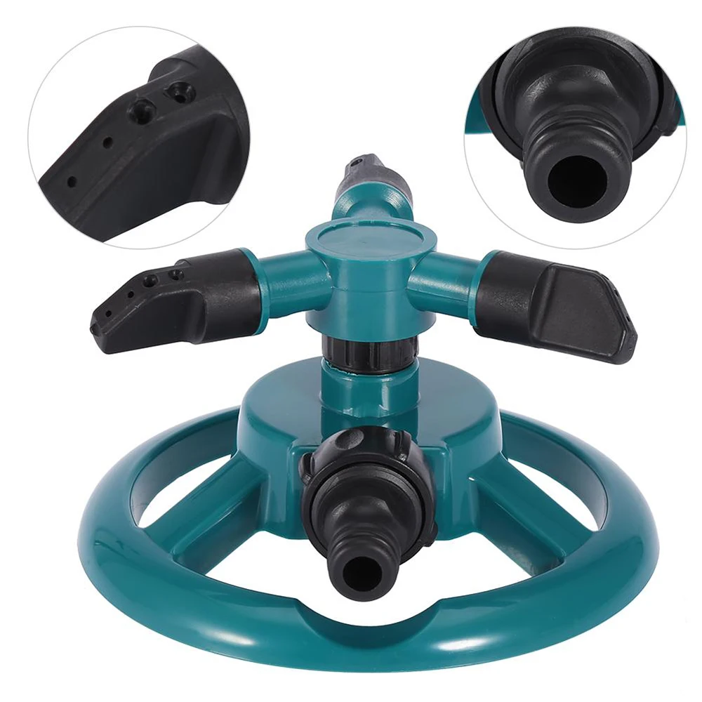 Yard Watering Spikes Garden Sprinklers Plant Waterer Lawn Sprinklers Automatic 360° Fully 3 Nozzle Circle Rotating Water Spikes
