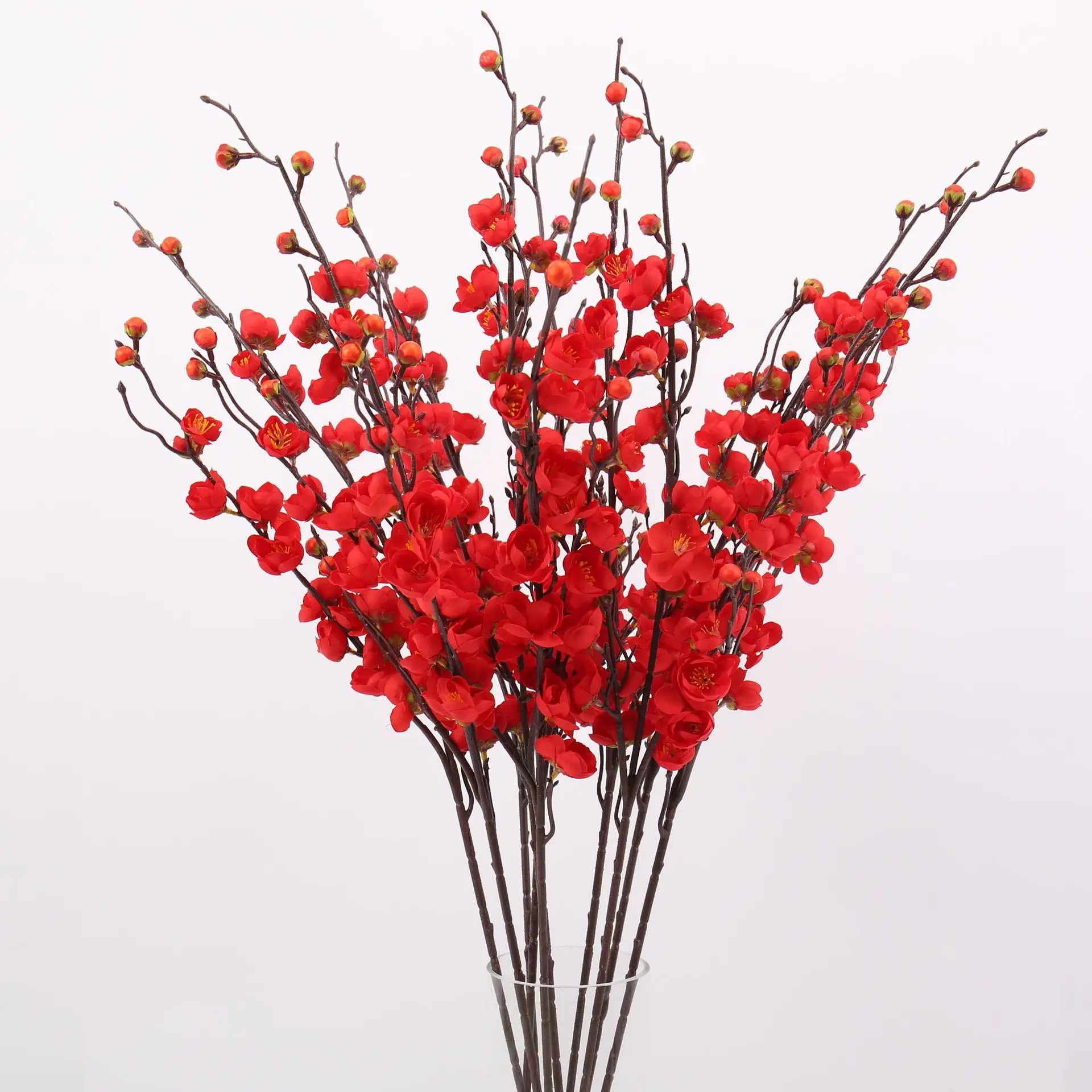 

4pcs Artificial Berry Branch Silk Plum Bossom Simulation Flower Home Living Room Decoration Wreath Christmas Display Decor Flore