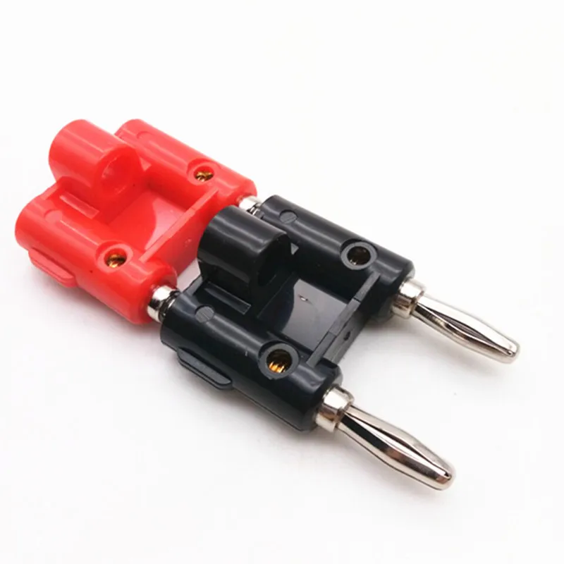 Conector Banana de doble fila de 4mm, adaptador de enchufe de altavoz chapado en oro, enchufe de Audio de dos posiciones, enchufe cruzado de linterna