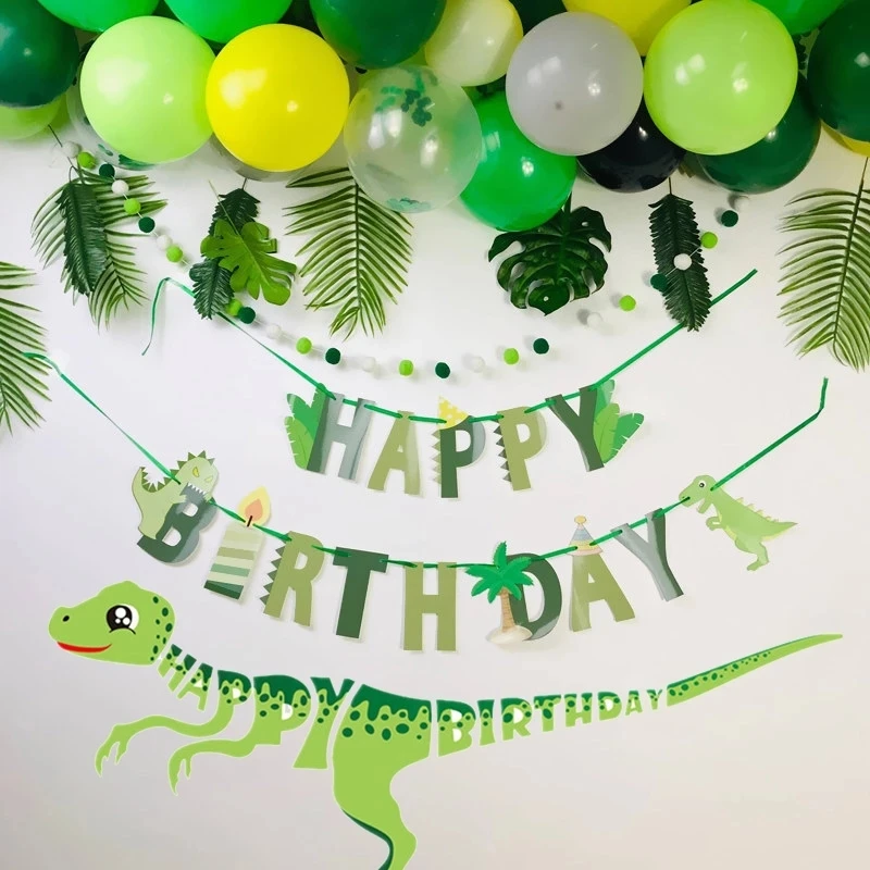 Dinosaur Birthday DIY Garland Happy Birthday Banners Roar Dino Party Decor Balloons Wild One 1st Boy Birthday Party Decorations