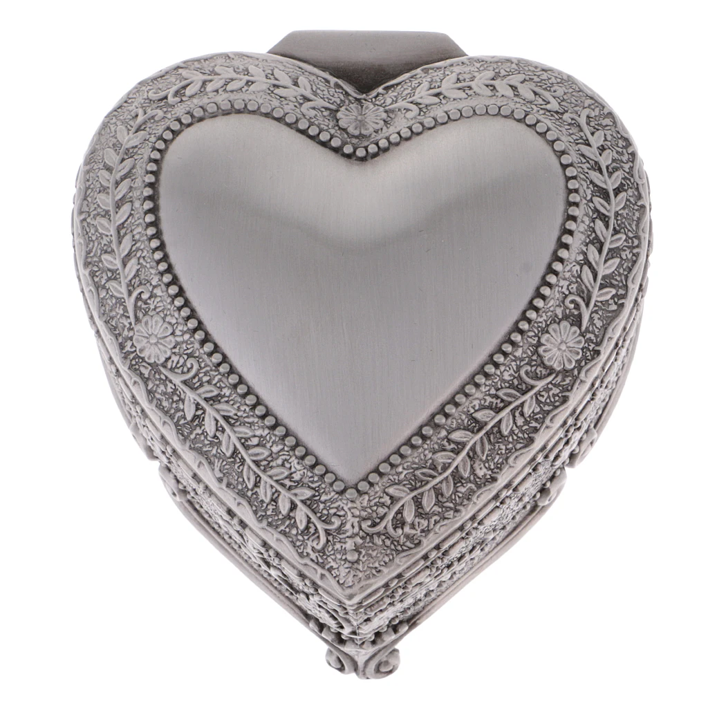 Heart Shape Jewelry Box Flowers Sculpture Trinkets Jewelry Box Organizer