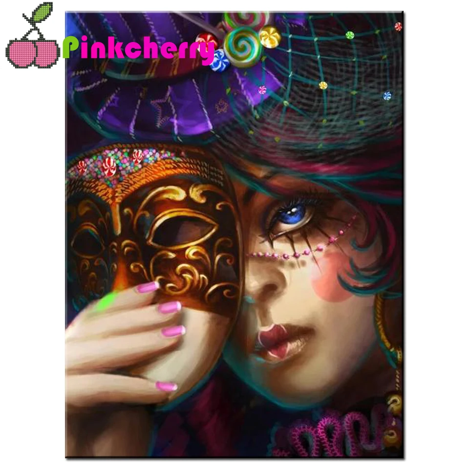 Venice mask lady Full drill Diamond Painting Mosaic cartoon rhinestone Picture mosaic Diamond Embroidery gift k1312