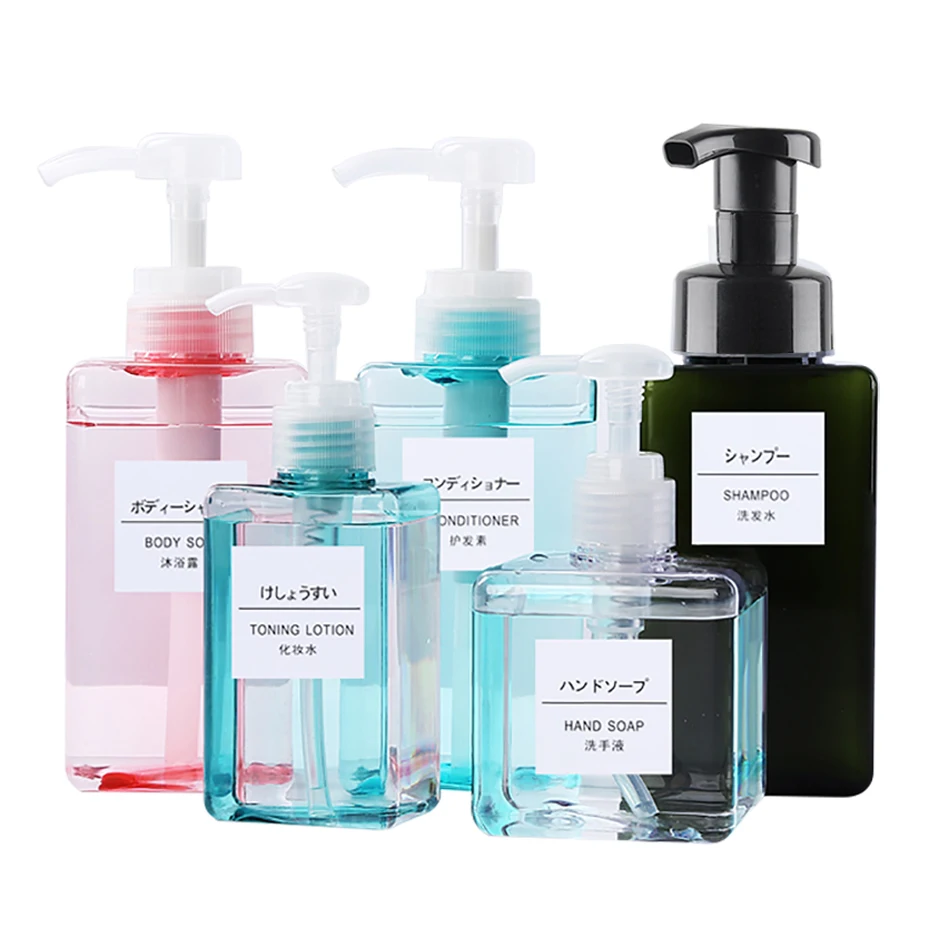 250/450/650ml Refillable Soap Dispenser Bottle Square Liquid Lotion Shampoo Dispenser Bathroom Shower Foaming Empty Bottle