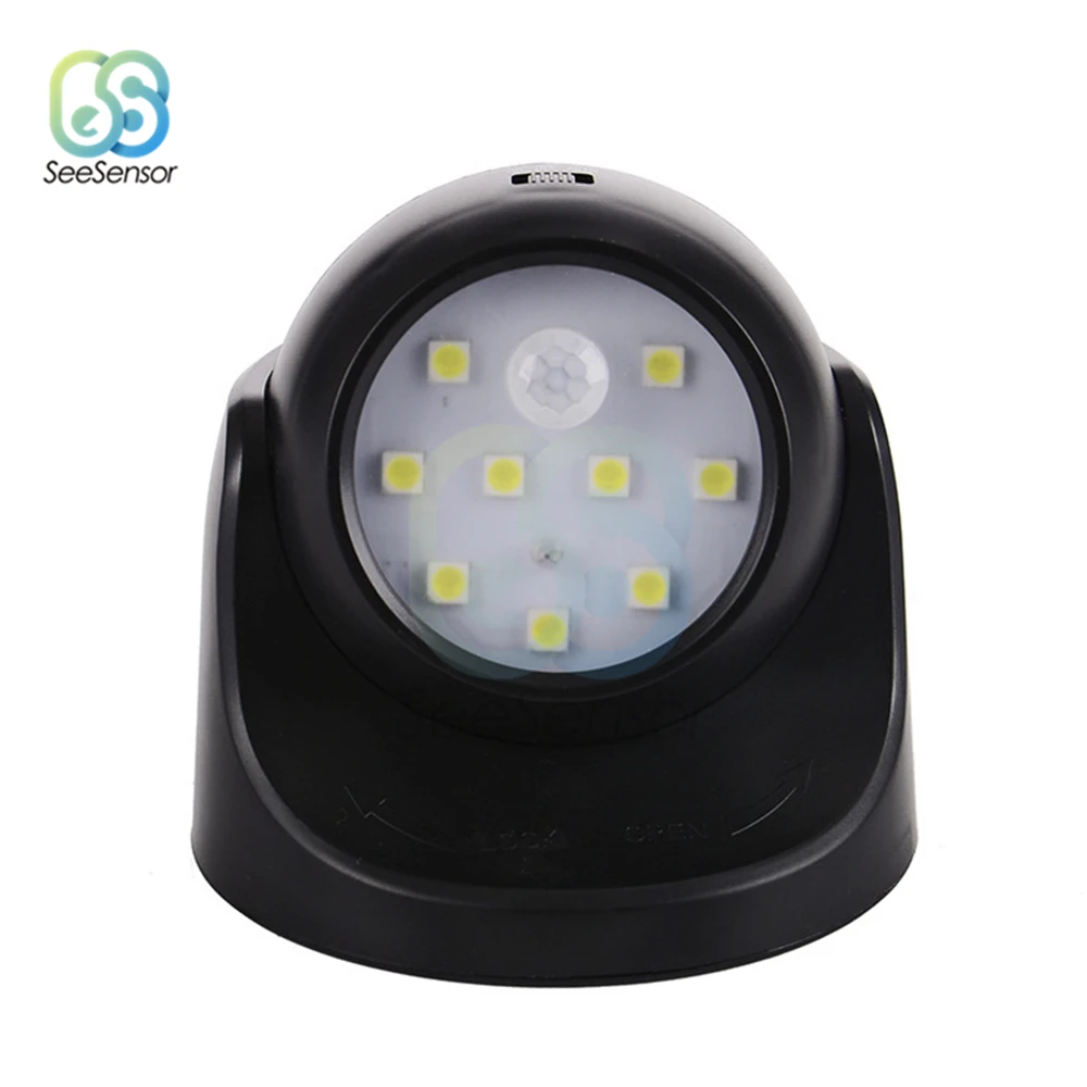 Sensore di movimento PIR luce notturna 9 Led rotazione a 360 gradi rilevatore Wireless luce notturna lampada da parete accensione/spegnimento automatico luce corridoio armadio