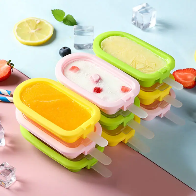 

6pcs Silicone Ice Cream Mold With Lid Stick For Popsicle Dessert Ice Cream Mold With Popsicle Stick DIY Molde Helado Silicona