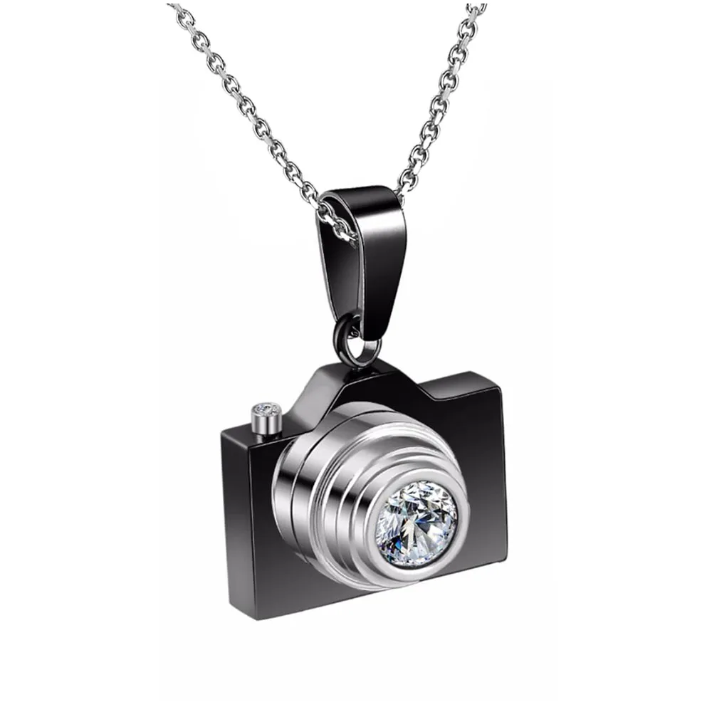 Stainless Steel Camera Pendants Black Gun  Tone Fashion Necklaces Jewelry for Men Women Dropship Wholesale