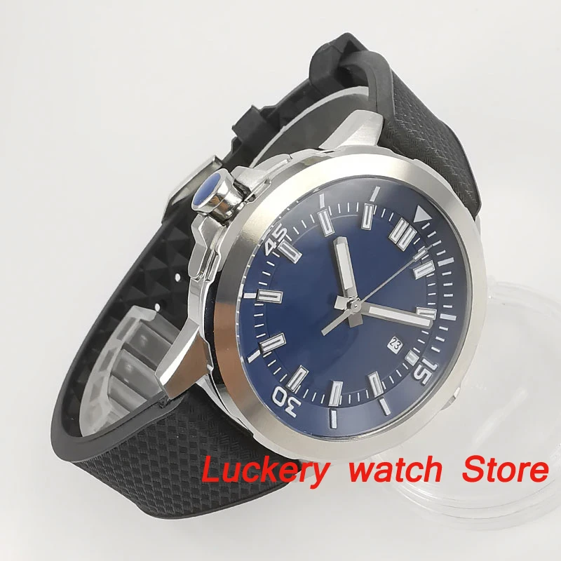 Corgeut 45mm Men watch blue dial Rotating bezel Automatic mechanical watch luxury Automatic watches